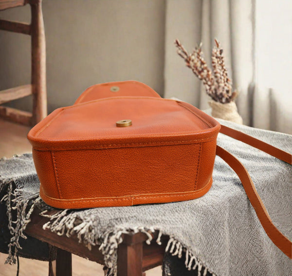 DEEPKEE original nubuck handmade full-grain genuine leather cowhide bag Vegetable Tanned Leather Crossbody Saddle Bag #1120