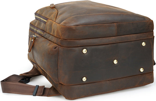 DEEPKEE original nubuck handmade full-grain genuine leather cowhide bag Deepkee Full-grain Leather Large Capacity Travel Cowhide Backpack #3709