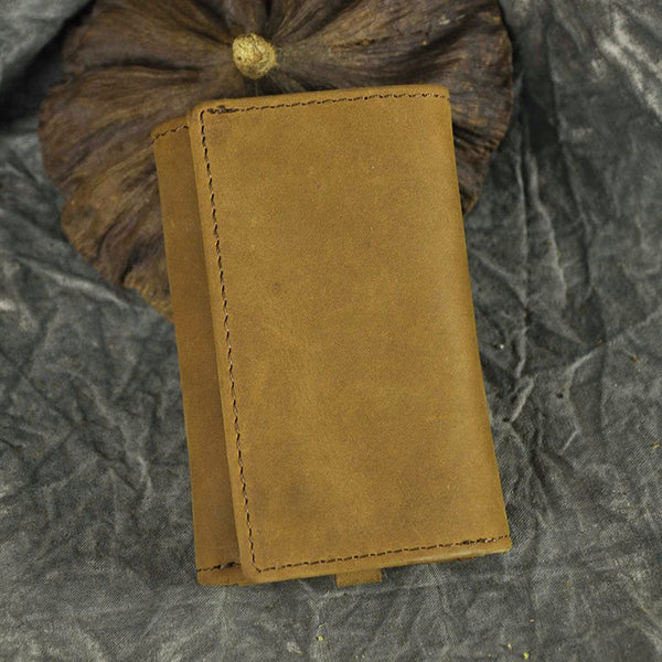 DEEPKEE original nubuck handmade full-grain genuine leather cowhide bag DEEPKEE Handmade Leather Trifold Key Wallet #KZ230