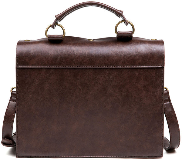 DEEPKEE original nubuck handmade full-grain genuine leather cowhide bag Punk industrial cross-body bag #BG028