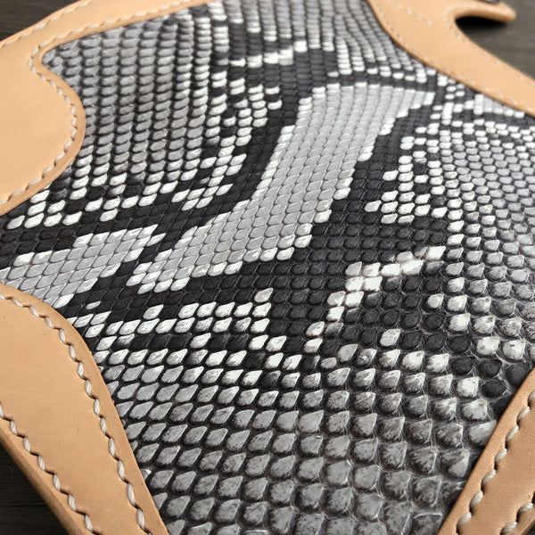 DEEPKEE original nubuck handmade full-grain genuine leather cowhide bag DEEPKEE Handmade Python Leather Bifold Wallet #59895