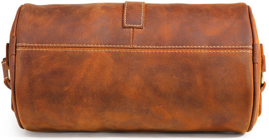 DEEPKEE original nubuck handmade full-grain genuine leather cowhide bag Vintage Leather Cylindricity Crossbody Bags No.SF061