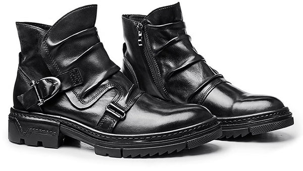 DEEPKEE original nubuck handmade full-grain genuine leather cowhide bag DEEPKE Leather Black Shoes Mens Shoes 209010