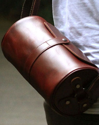 GENUINE LEATHER MENS CHEST BAG COOL SLING BAG MESSENGER BAG BIKE BAG CYCLING BAG FOR MEN