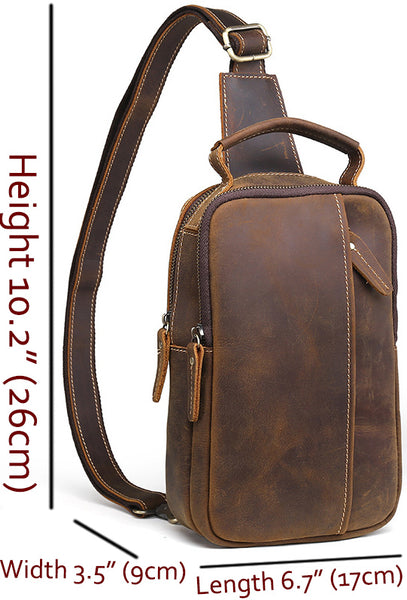DEEPKEE original nubuck handmade full-grain genuine leather cowhide bag DEEPKEE tan leather crossbody sling bag 9915