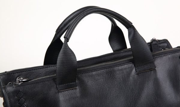 DEEPKEE original nubuck handmade full-grain genuine leather cowhide bag With Braided Edges, Leather Briefcase #SE9203_5