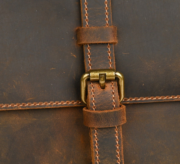 DEEPKEE original nubuck handmade full-grain genuine leather cowhide bag Travel Rucksack School Backpack No1811