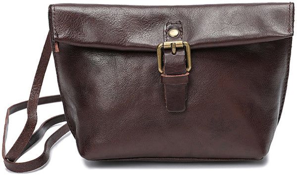 DEEPKEE original nubuck handmade full-grain genuine leather cowhide bag Handmade Leather Diagonal Bag #17053