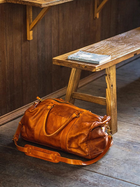 DEEPKEE original nubuck handmade full-grain genuine leather cowhide bag Weekender Bag LB6759