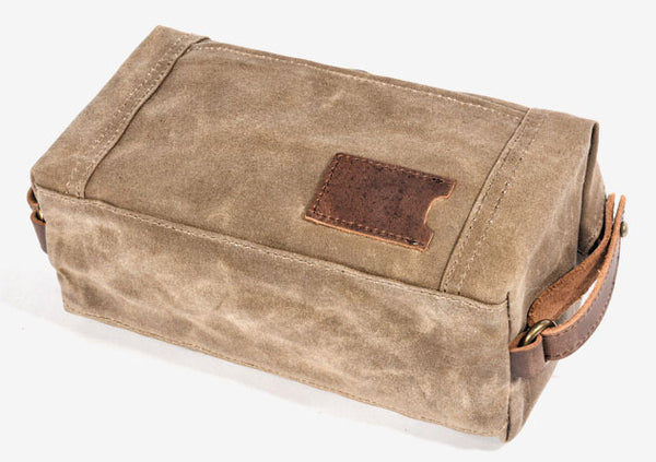 DEEPKEE original nubuck handmade full-grain genuine leather cowhide bag Canvas Leather waterproof wash bag for portable business trip, small organizer bag #6111Z