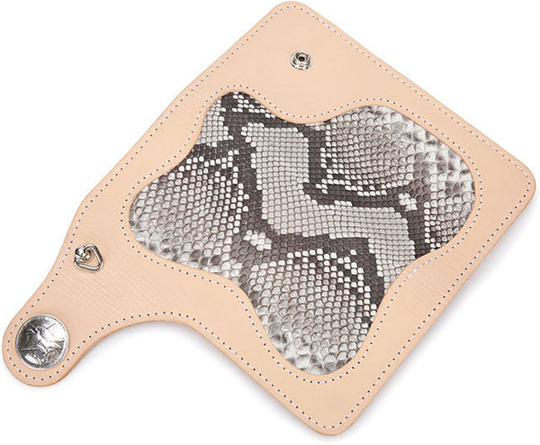 DEEPKEE original nubuck handmade full-grain genuine leather cowhide bag DEEPKEE Handmade Python Leather Bifold Wallet #59895