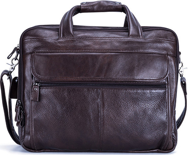 DEEPKEE original nubuck handmade full-grain genuine leather cowhide bag Deepkee Handicraft Leather Cowhide 15.6'' Briefcase Handbag #9912