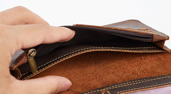 DEEPKEE original nubuck handmade full-grain genuine leather cowhide bag The Long Wallet #2043