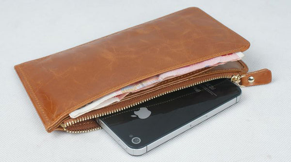 DEEPKEE original nubuck handmade full-grain genuine leather cowhide bag Oil Wax Leather Cowhide Ultra Clutch No.3045