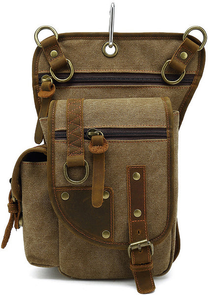 DEEPKEE original nubuck handmade full-grain genuine leather cowhide bag Outdoor Cycling Leg Bag #6001