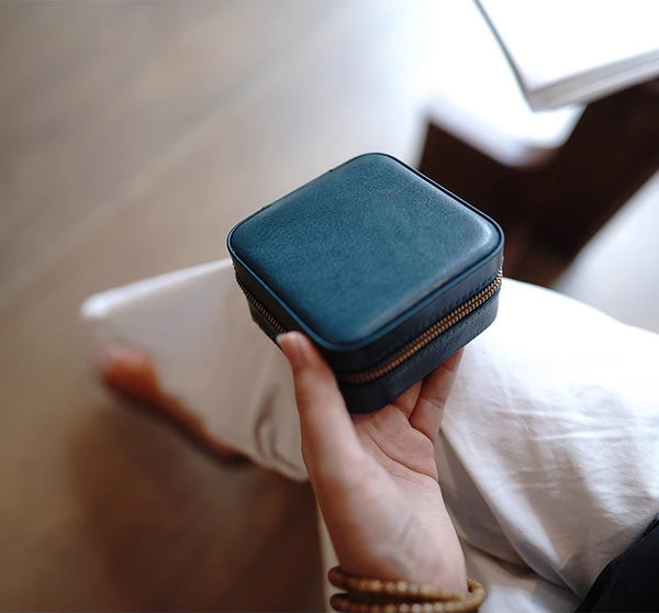 DEEPKEE original nubuck handmade full-grain genuine leather cowhide bag Refined Mini Jewelry Box #D11796