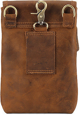 DEEPKEE original nubuck handmade full-grain genuine leather cowhide bag Leather Belt Pouch Cool Mini Shoulder Belt Bags No.3133