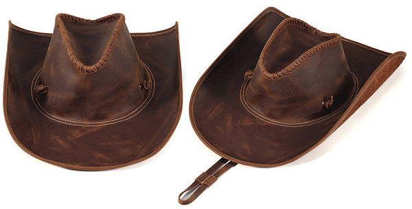 DEEPKEE original nubuck handmade full-grain genuine leather cowhide bag DEEPKEE shop brown leather hat 3040
