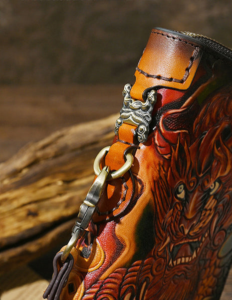 DEEPKEE original nubuck handmade full-grain genuine leather cowhide bag Deepkee Leather Carving Craft Wallet #YD-104