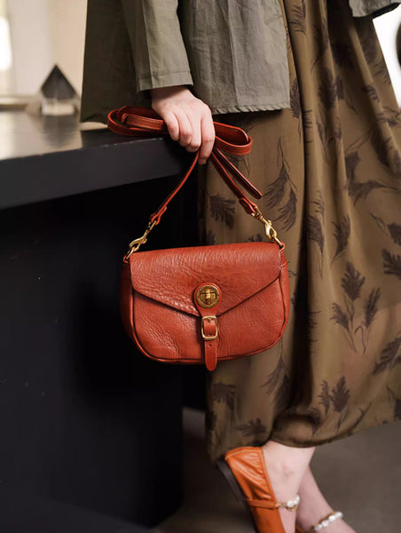 DEEPKEE original nubuck handmade full-grain genuine leather cowhide bag Handicraft Pure Leather Saddle Bag #43022