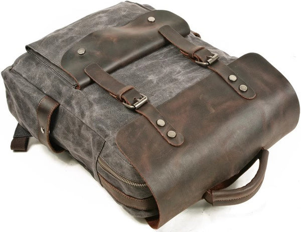 DEEPKEE original nubuck handmade full-grain genuine leather cowhide bag DEEPKEE Bradford Hogsback Travel Backpack #8064K-LA