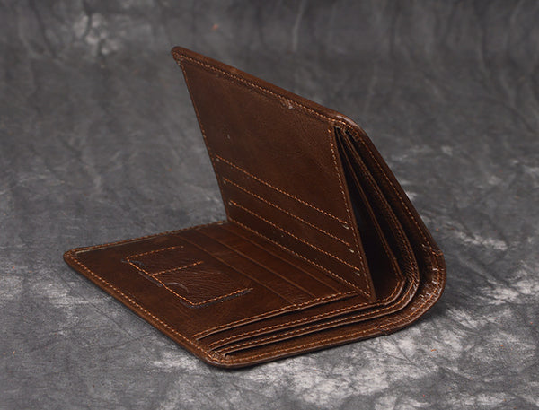 DEEPKEE original nubuck handmade full-grain genuine leather cowhide bag DEEPKEE HANDMADE | Oiled leather Trifold Wallet No.190