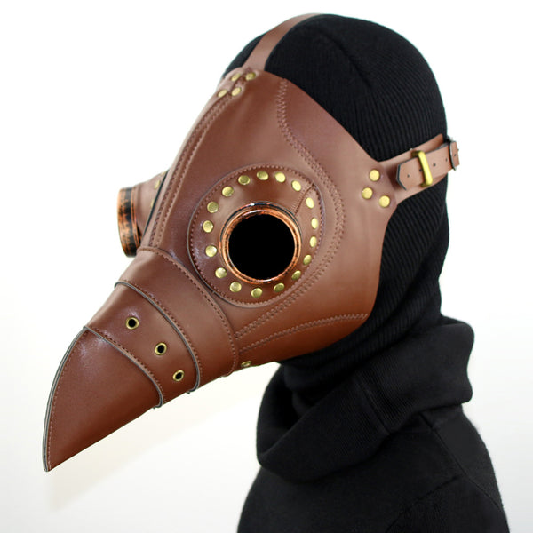 DEEPKEE original nubuck handmade full-grain genuine leather cowhide bag Steampunk Plague Doctor Bird Mask Long Nose Beak Halloween Costume #HG080