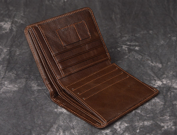 DEEPKEE original nubuck handmade full-grain genuine leather cowhide bag DEEPKEE HANDMADE | Oiled leather Trifold Wallet No.190