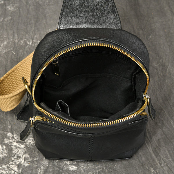 DEEPKEE original nubuck handmade full-grain genuine leather cowhide bag Leather Fitted Sling Bag No.3393