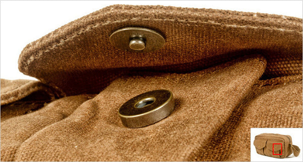 DEEPKEE original nubuck handmade full-grain genuine leather cowhide bag Leather&Canvas Fanny Pack Bag #5032