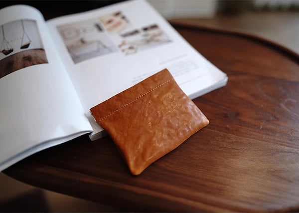 DEEPKEE original nubuck handmade full-grain genuine leather cowhide bag Handcrafted Leather Coin Purse & Card Organizer Wallet #D80591