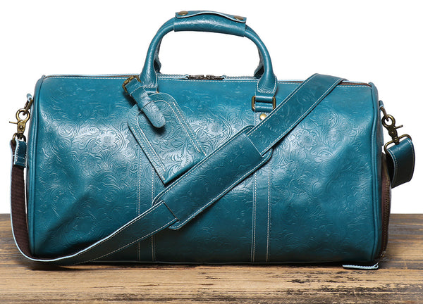 DEEPKEE original nubuck handmade full-grain genuine leather cowhide bag The Kenai Embossed Texture Luggage #30009