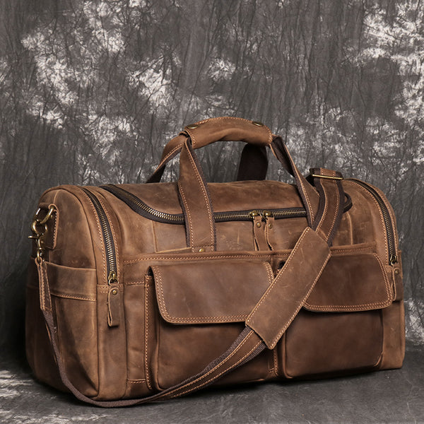 DEEPKEE original nubuck handmade full-grain genuine leather cowhide bag The Cambridge Travel Luggage Bag #0571-1