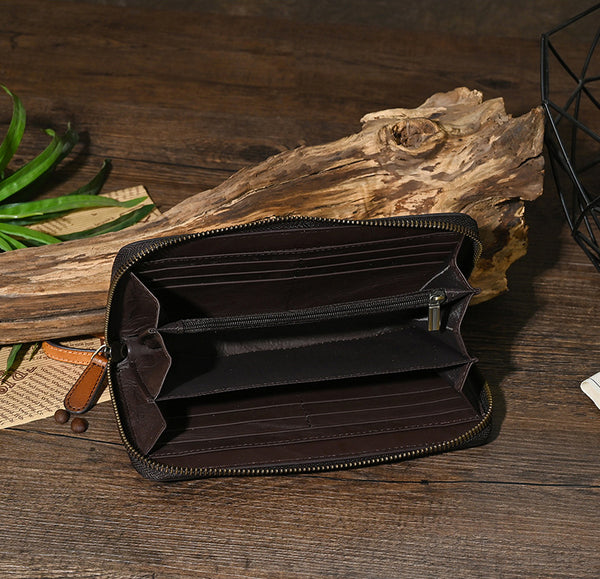 DEEPKEE original nubuck handmade full-grain genuine leather cowhide bag Deepkee Leather Carving Craft Wallet #YD-104