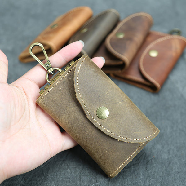 DEEPKEE original nubuck handmade full-grain genuine leather cowhide bag Deepkee handmade Leather Key Holder Case - with 6 Hooks for Keys #457Y1