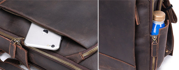 DEEPKEE original nubuck handmade full-grain genuine leather cowhide bag Bartholomew Cowhide Backpack No5008