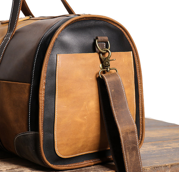 DEEPKEE original nubuck handmade full-grain genuine leather cowhide bag Jerome CONTRAST WEEKEND BAG No.30168