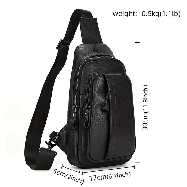 DEEPKEE original nubuck handmade full-grain genuine leather cowhide bag DEEPKEE Men's Genuine Leather Sling Bag #9337