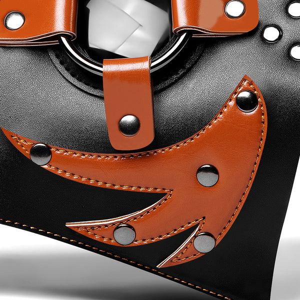 DEEPKEE original nubuck handmade full-grain genuine leather cowhide bag PLAGUED HALLOWEEN MASK #FPBM025