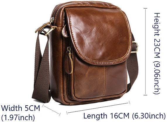 DEEPKEE original nubuck handmade full-grain genuine leather cowhide bag The Coarse Compact Vintage Leather Crossbody Bag #632-1