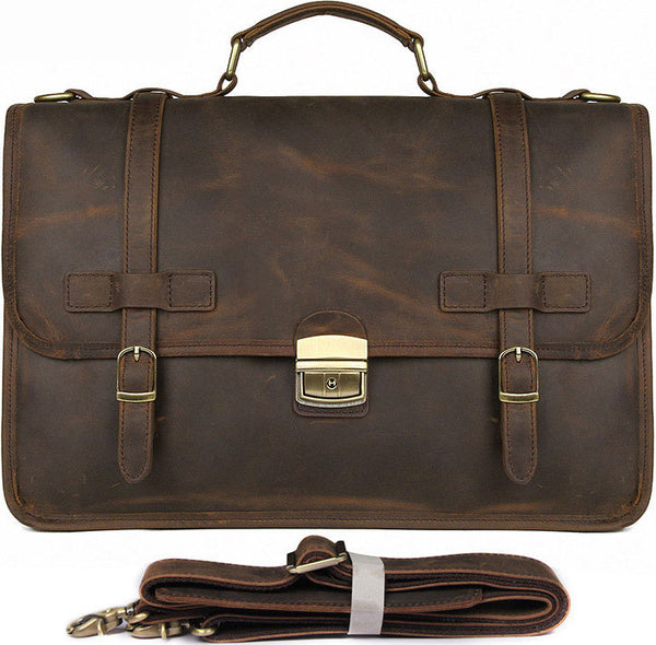 DEEPKEE original nubuck handmade full-grain genuine leather cowhide bag DEEPKEE® British style cowhide business briefcase #7397
