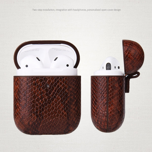 DEEPKEE original nubuck handmade full-grain genuine leather cowhide bag Airpods Pro Case Personalized Python PU Leather Monogram Customized Gift Engraved cute airpod cases apple airpods custom gift