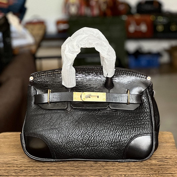 DEEPKEE original nubuck handmade full-grain genuine leather cowhide bag Deepkee handmade leather Faux Birkin 35 Bags For Sale #B30148-01