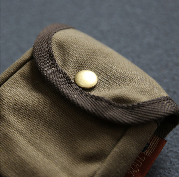 DEEPKEE original nubuck handmade full-grain genuine leather cowhide bag Retro waxed canvas mini storage bag(Cigarette Case) #FR603