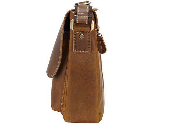 DEEPKEE original nubuck handmade full-grain genuine leather cowhide bag DEEPKEE Leather Side Bag 10 inches Messenger Bag P2112FS