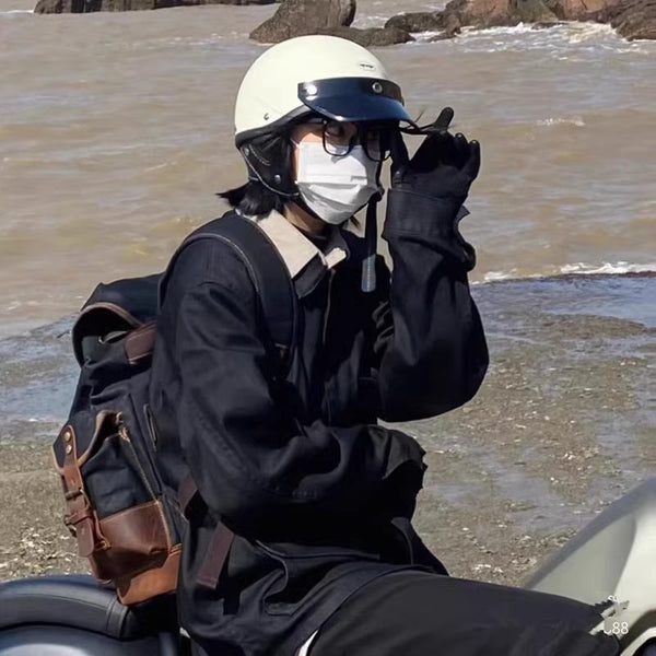 DEEPKEE original nubuck handmade full-grain genuine leather cowhide bag Canvas Spliced Leather Mountaineering Backapck #9508