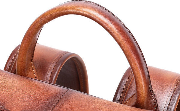 DEEPKEE original nubuck handmade full-grain genuine leather cowhide bag Brush Off Vegetable Tanned Full-grain Leather Backpack #8110