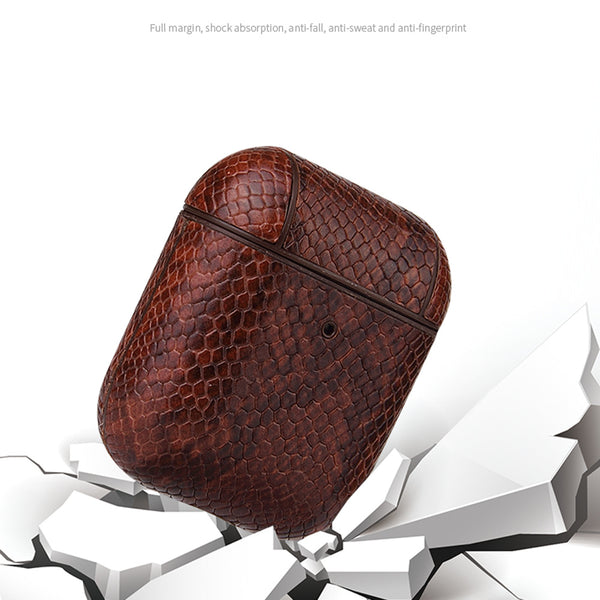 DEEPKEE original nubuck handmade full-grain genuine leather cowhide bag Airpods Pro Case Personalized Python PU Leather Monogram Customized Gift Engraved cute airpod cases apple airpods custom gift