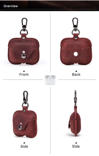 DEEPKEE original nubuck handmade full-grain genuine leather cowhide bag Best Personalized Custom Cover Leather AirPods Pro Case