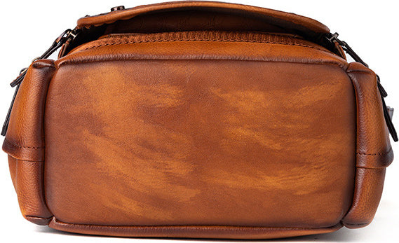 DEEPKEE original nubuck handmade full-grain genuine leather cowhide bag Square Roomy Messenger Bag #13522